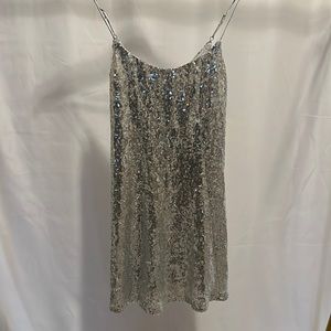Silver sequin mini dress